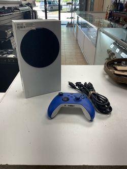 Microsoft Xbox Series S with Blue Controller and Cables