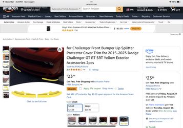 for Challenger Front Bumper Lip Splitter Protector Cover Trim for 2015-2023 Dodge Challenger GT RT SRT Yellow Exterior Accessories 2pcs