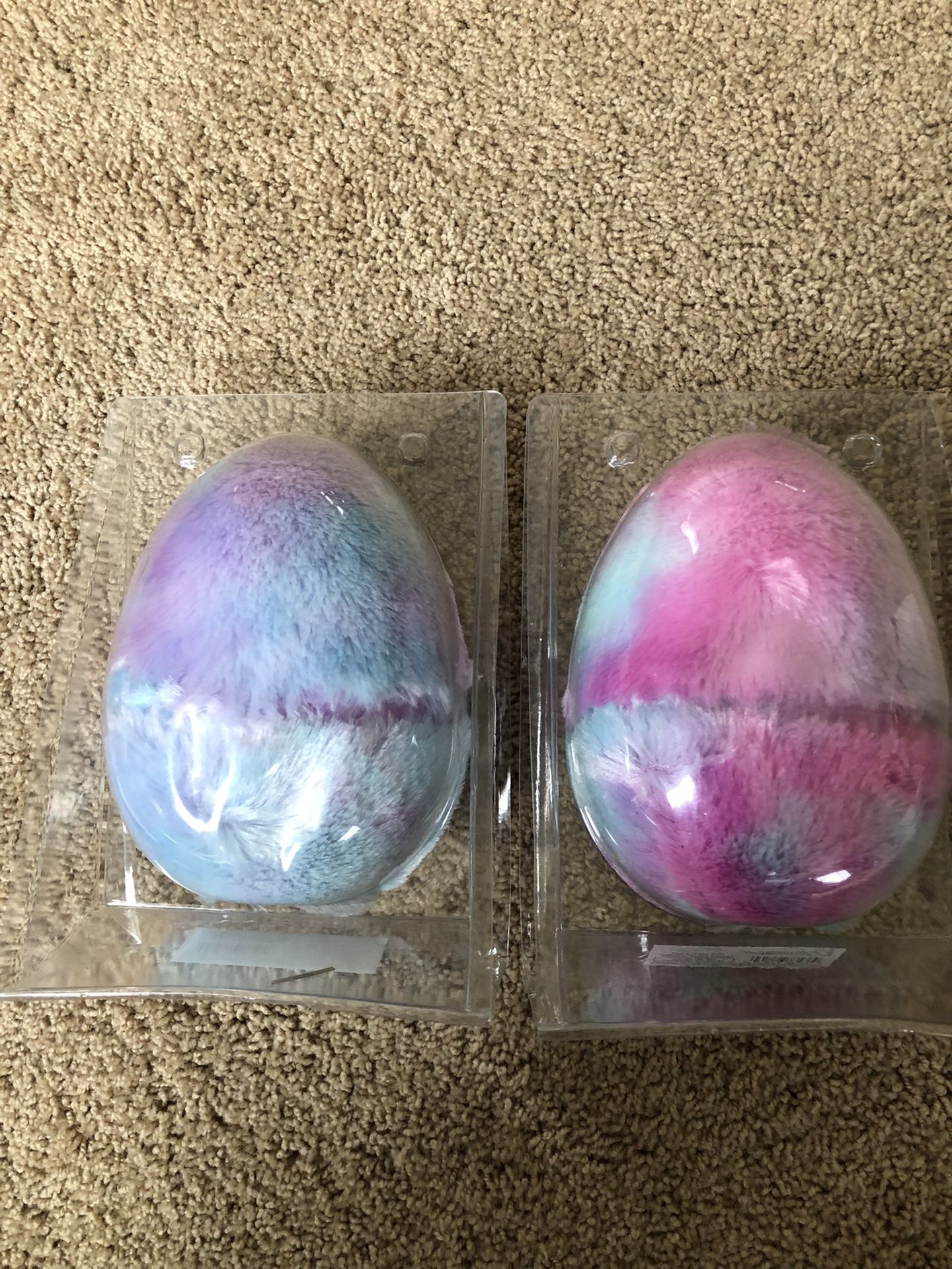 2 Large Fuzzy Easter Eggs That Open.