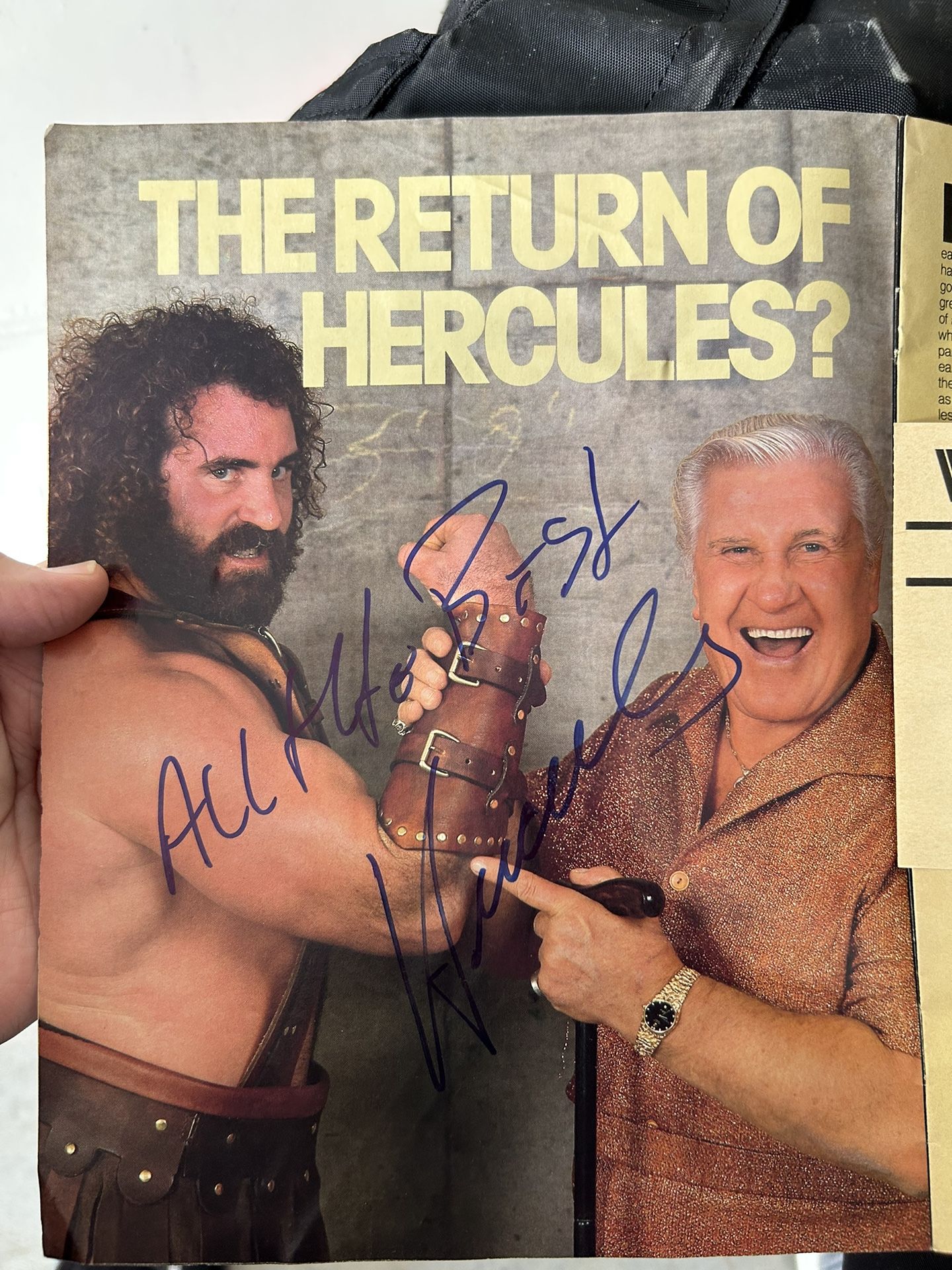 HERCULES HERNANDEZ AUTOGRAPHED MAGAZINE PHOTO!!! WWF VERY RARE AUTOGRAPH!!!