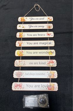 Whimsical Teddy Bear Positive Affirmation Wall Decor with LED lights