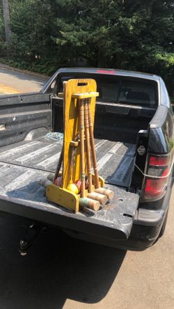 Mid-century croquet game USA solid wood