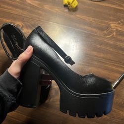Chunky Black Heels Size 6.5 Women