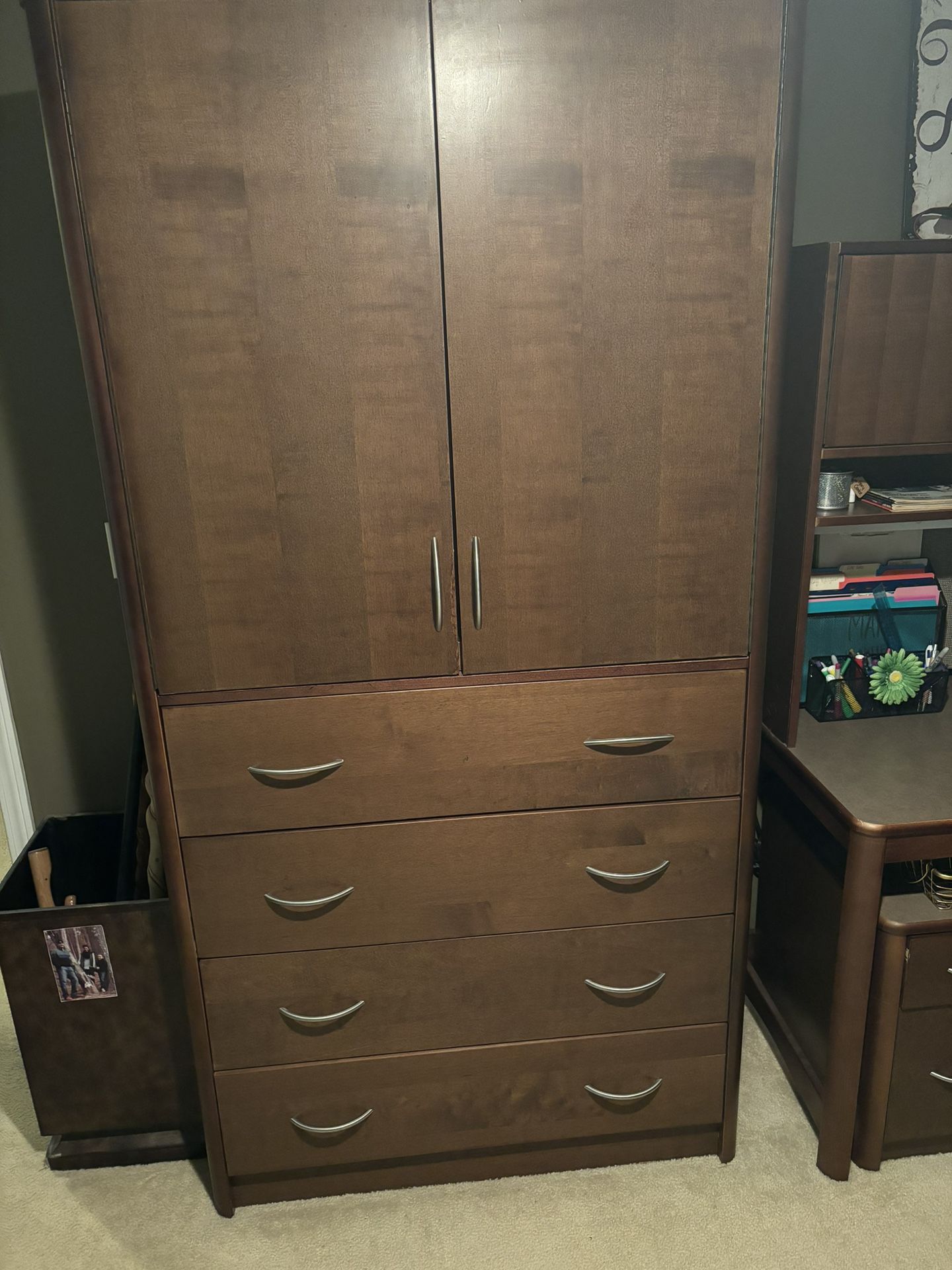 Office Armoire,Desk, File Cabinet & Chair