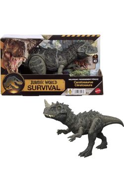 Mattel Jurassic World Wild Roar Ceratosaurus Dinosaur Action Figure Toy with Chomp Attack, Light Up Feature & Roar Sound, Scan Code for Digital Play