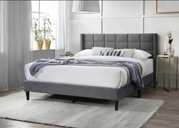 Full grey euro platform bed with Orthopedic mattress included