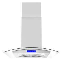 New Open Box 30" Stainless Steel Island Range Hood with Digital Touch Controls, Glass Canopy