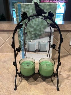 Wrought Iron & Metal Bird Candle Holder Stand