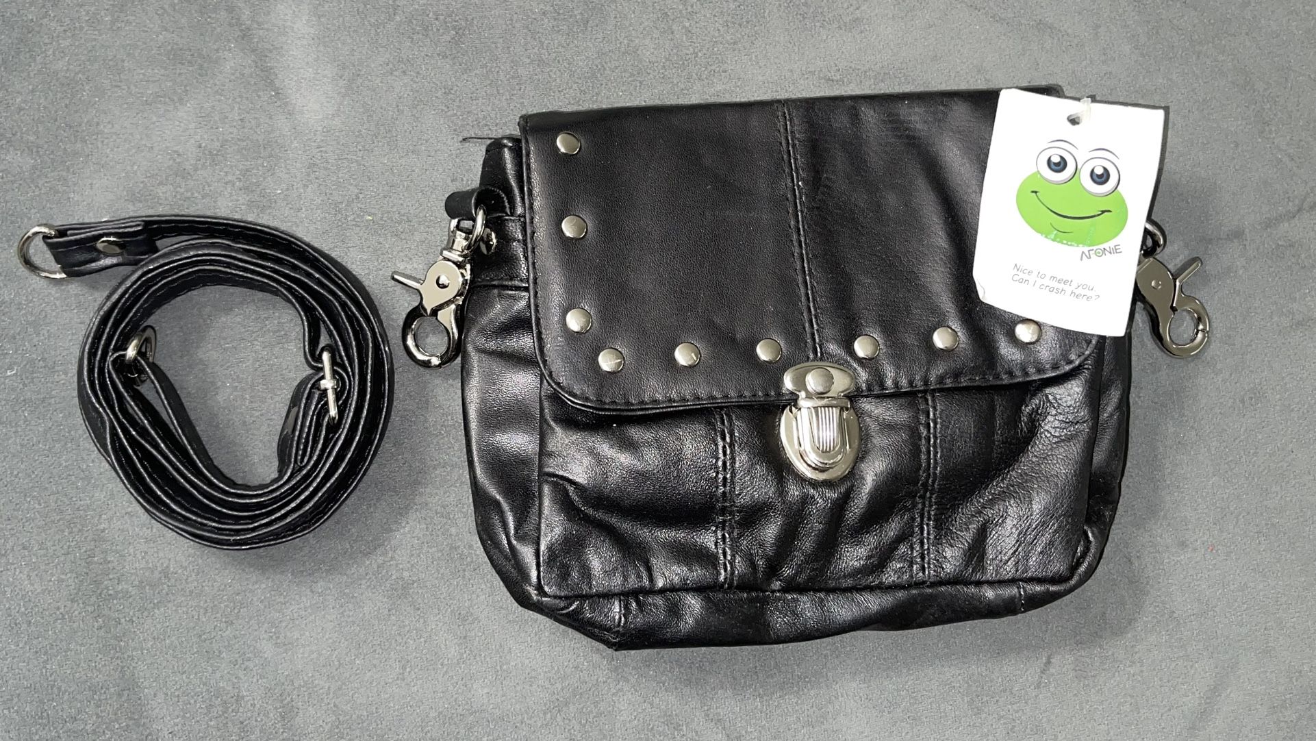 New Afonie Genuine Leather Bag Color Black $10 In Hallandale