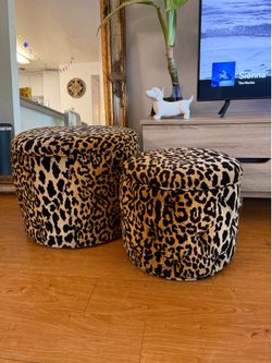 Cheetah / Leopard Ottoman with Storage