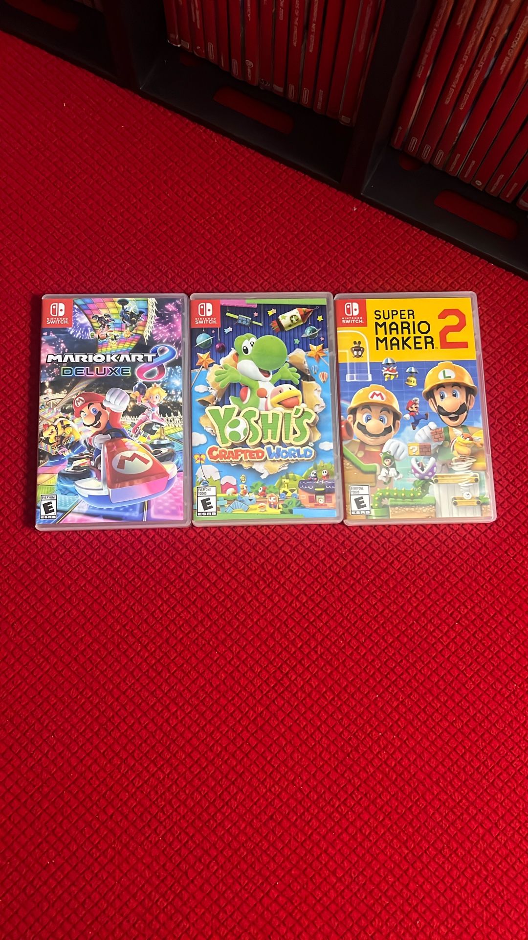 Nintendo Switch Games. Mario Kart 8 Deluxe, Yoshis Crafted World, Super Mario Maker 2