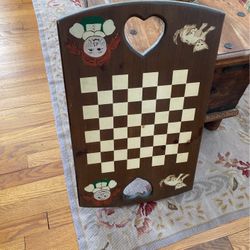 Wooden Hand-Painted Checker Board