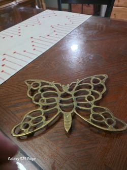 Vintage brass butterfly trivet