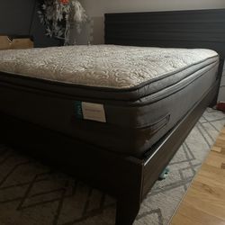 Signature By Design Ashley Headboard Queen Bed frame And Sealy Firm Queen Mattress