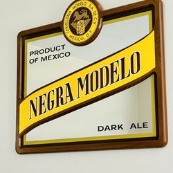 Modelo Beer Mirror Bar Sign — Negra Modelo Beer Advertising Frame Wood — 3D Design — 25.5 x 22
