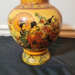 Hand Painted Oriential Vase Tsunami 