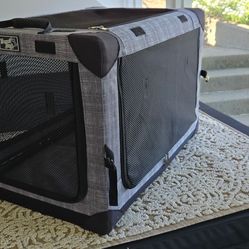 Collapsible soft sided pet crate with pad:)