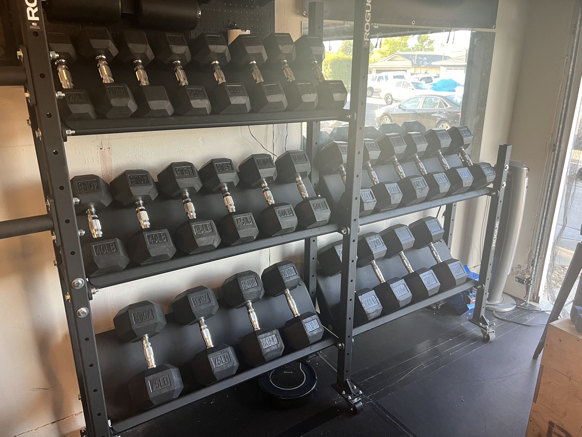 1600 pounds of hex dumbbells, two rogue fitness mass storage racks, and  extras for sale for Sale in Livermore, CA - OfferUp