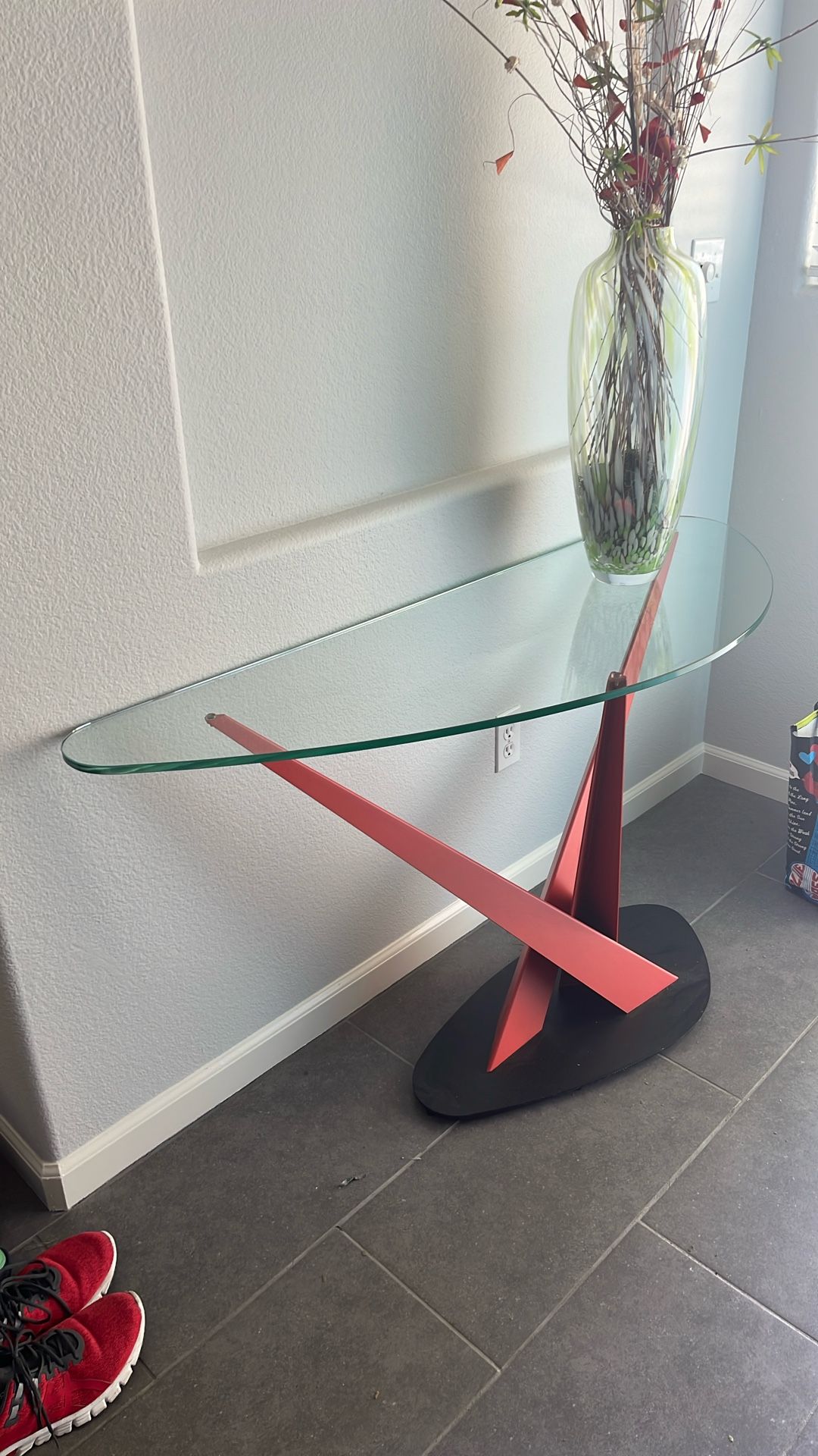 Glass And Steel Contemporary Entry Table