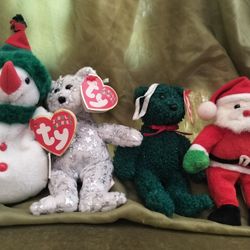 3 Mint Jingle Beanie Babies Holiday Ornament Toys 1 Creased