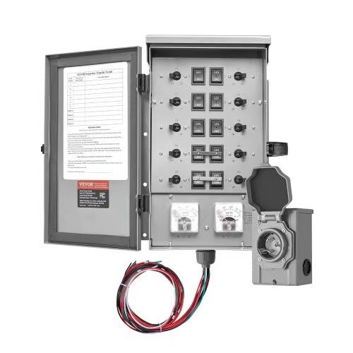 461#Manual Transfer Switch, 30 Amp 10 Circuit, Prewired Generator Transfer Switch Kit with NEMA L14 30P Power Inlet Box, Double Throw Switch, NEMA 3R,