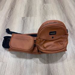 Vegan Leather Cognac Tushbaby Hip Seat Carrier Crossbody Bag