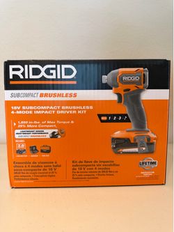 New 18V Ridgid Cordless Impact Driver Kit with 2.0 Ah Battery, Charger, and Tool Bag