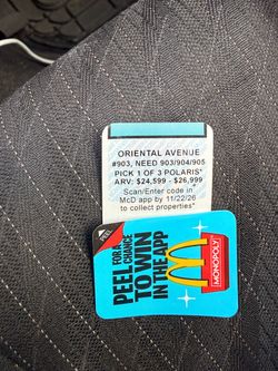 McDonald's Monopoly Oriental Avenue #903 Game Piece