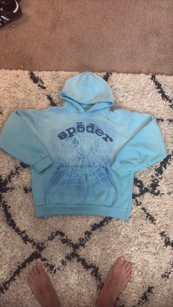 LIGHT BLUE OG WEB V2 SPRAY HOODIE | SP5DER