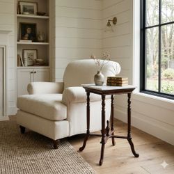 Modern Cottage Vintage Marble Solid Wood Side Table