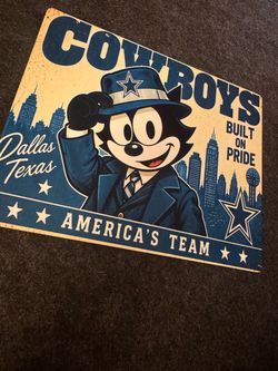 Dallas cowboys Felix the cat on a metal sheet