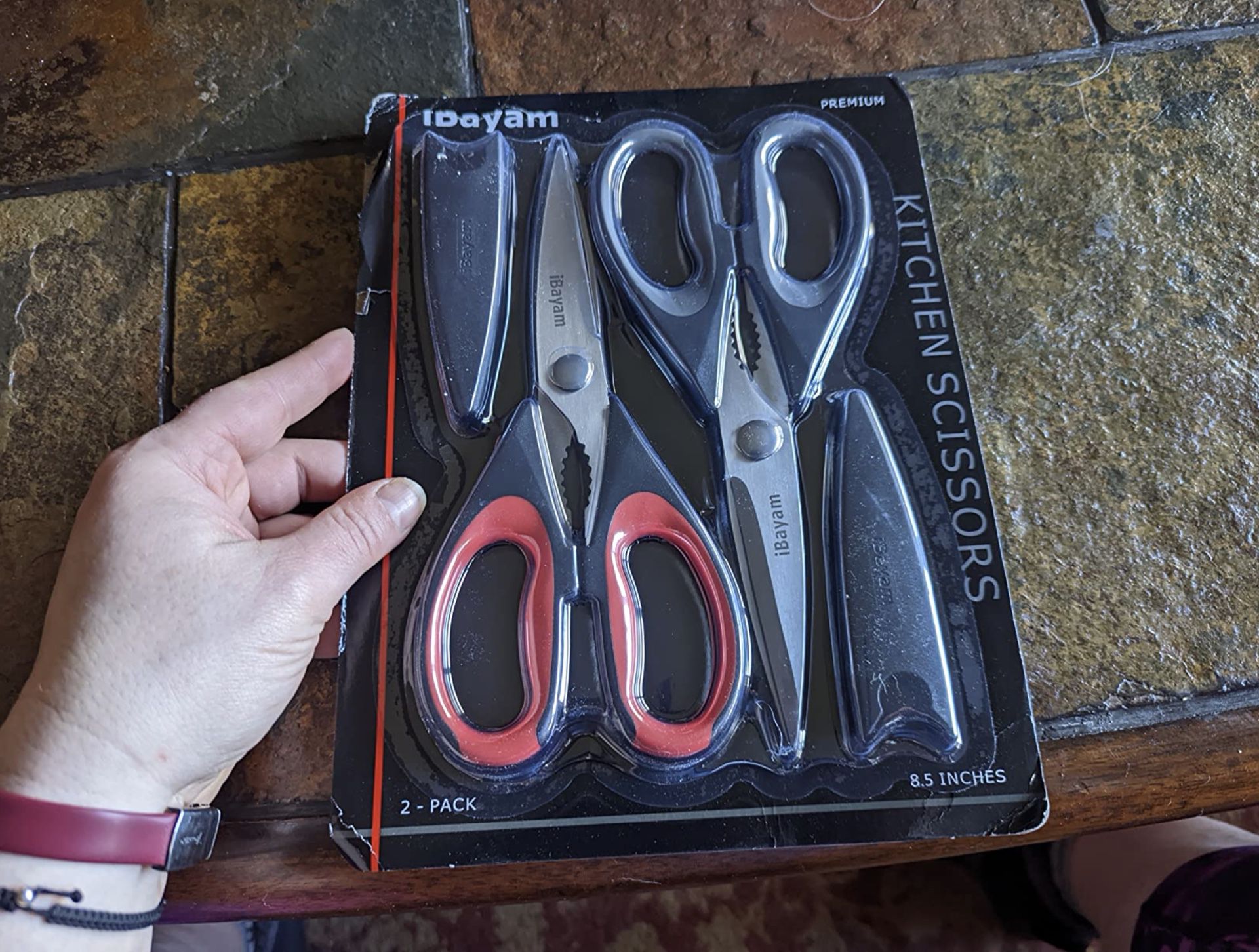 2 Pack Kitchen Shears - Scissors Heavy Duty Meat Poultry Shears - All Purpose Stainless Steel Utility Scissors (Black Gray, Red)