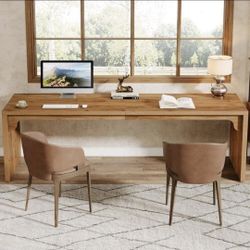 78.7" Long Computer Desk, Wooden 2 Person Desk Double Desk
