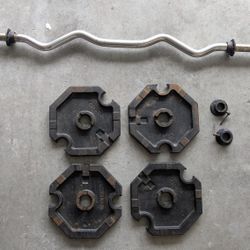 EZ Bar With 4x 10lb Plates And Clamps