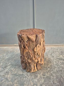 Solid Teak Driftwood Accent Side Table/ Stool, 17.7”H, New in box
