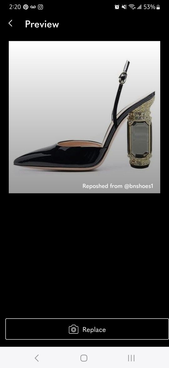 FSJ Black Crystal High Heels Slingback Clear Pumps Pointed Closed Toe Shoes
