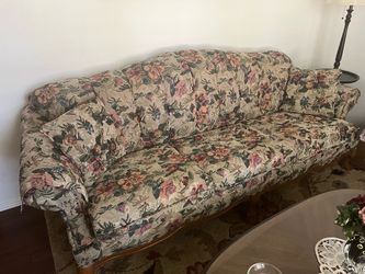 Vintage floral couch and chair