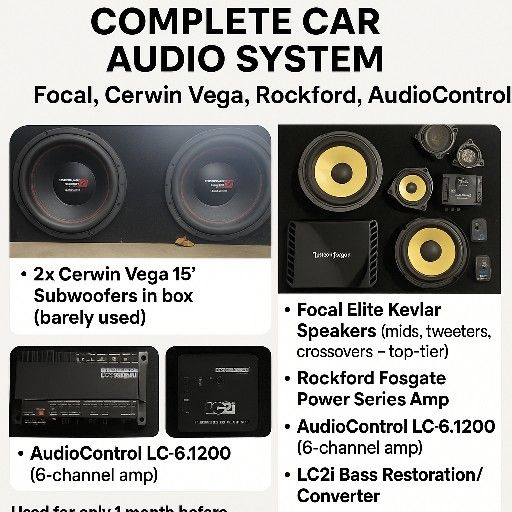 High-End Car Audio System – Focal, Cerwin Vega, Rockford