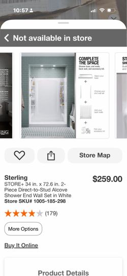 Sterling shower end wall set 34 in x 72.6