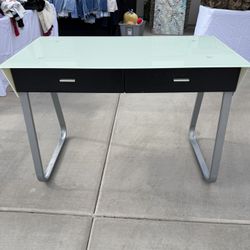 Black And White Tempered Glass Desk