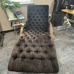 Modern Black Tufted Lounge Chair (Velvet + Chrome Frame)