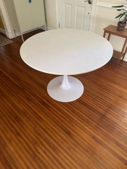 42-inch round white modern dining table