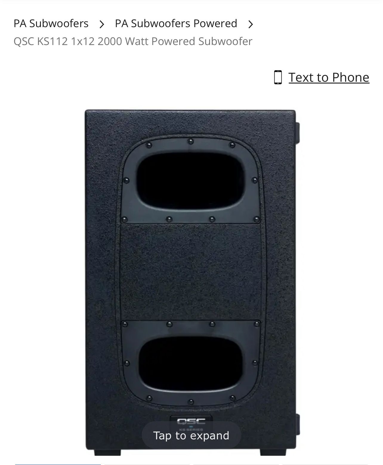 QSC KS112 Subwoofer 1 X 12" 2000 Watt Ultra Compact Powered