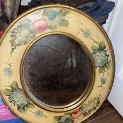 Hand-Painted Vintage Oval Mirror