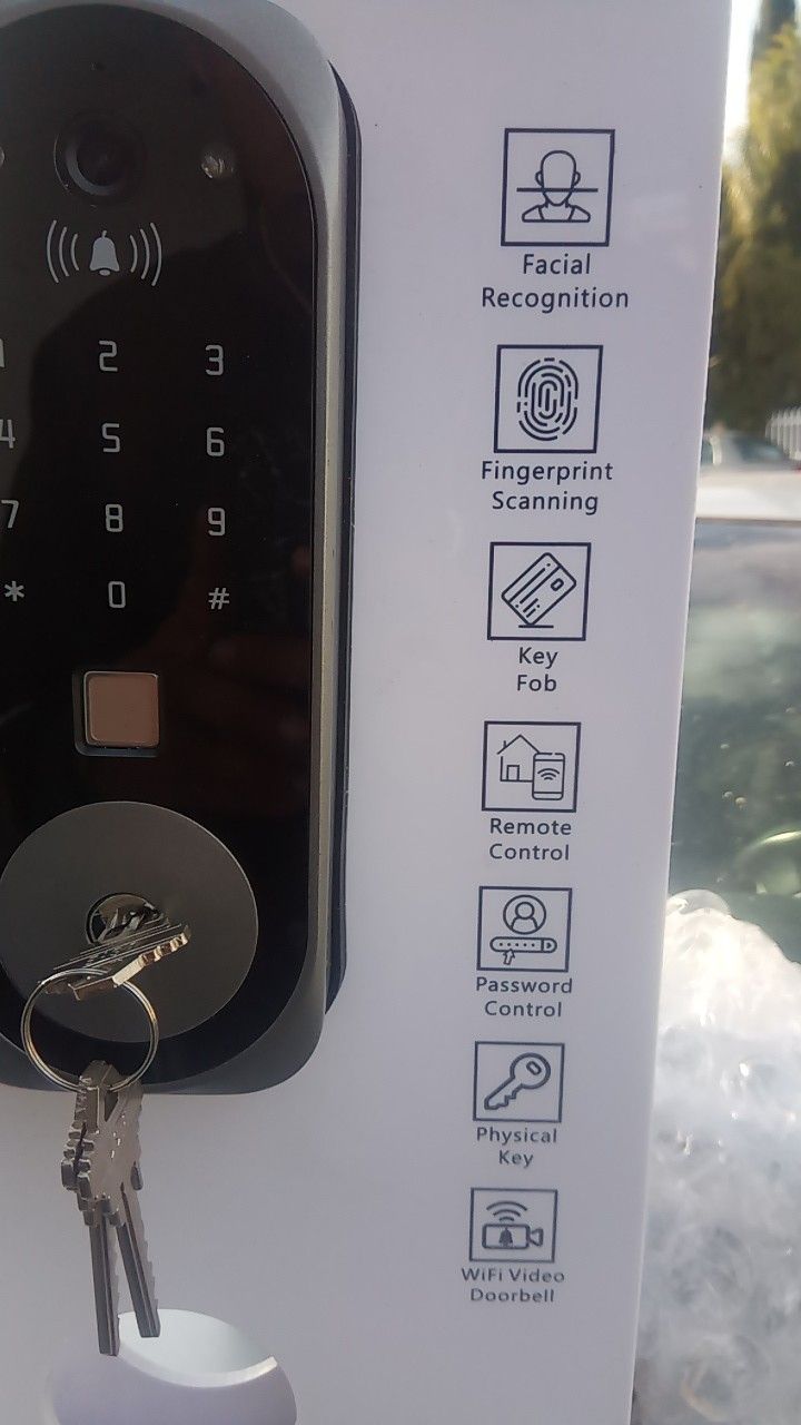 Door handles facial recognition fingerprint scanning