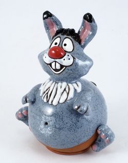 Ceramic Garden Ball Decoration Statue Bunny H21cm Midene Handmade