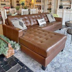 Baskove 2 Piece Leather Sectional With Chaise/3,4,5,6 Piece Available 