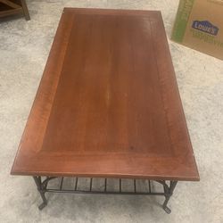 Solid Wood And Metal Coffee Table 