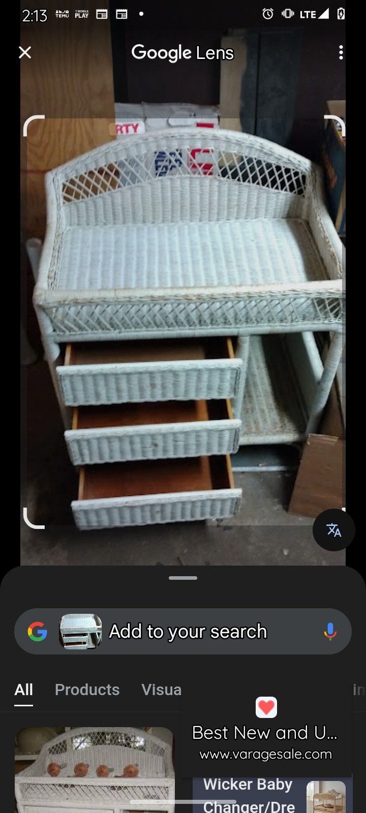 Beautiful White Wicker Changing Table