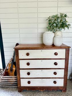 Cream and brown ALL WOOD WOODEN DRESSER